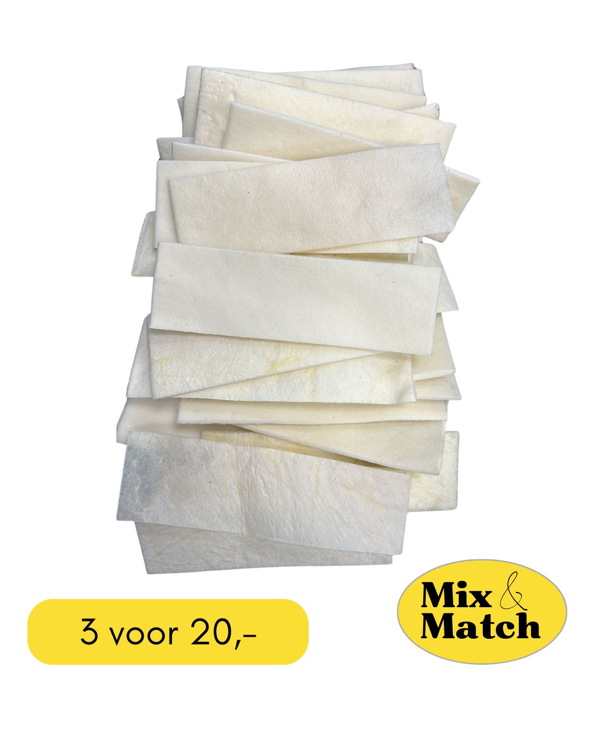 mix en match kauwlapjes 3 voor 20 euro