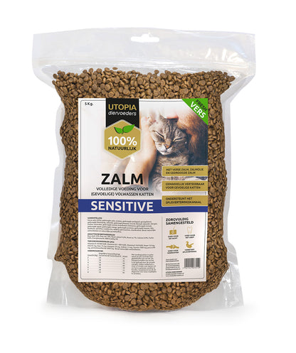 Zalm sensitive kattenvoer voor gevoelige katten 5 KG Utopia diervoeders