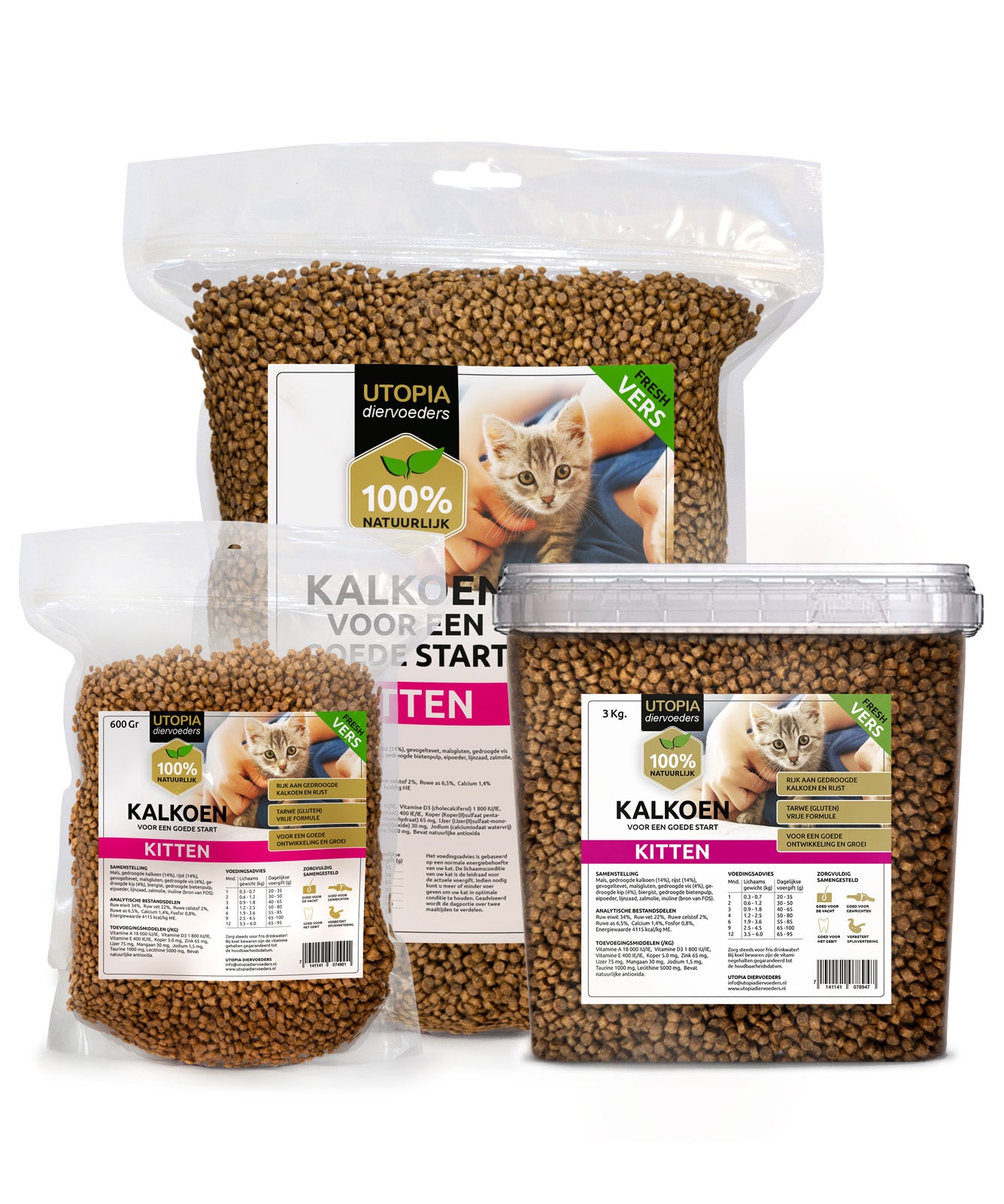 Kitten voeding met kalkoen