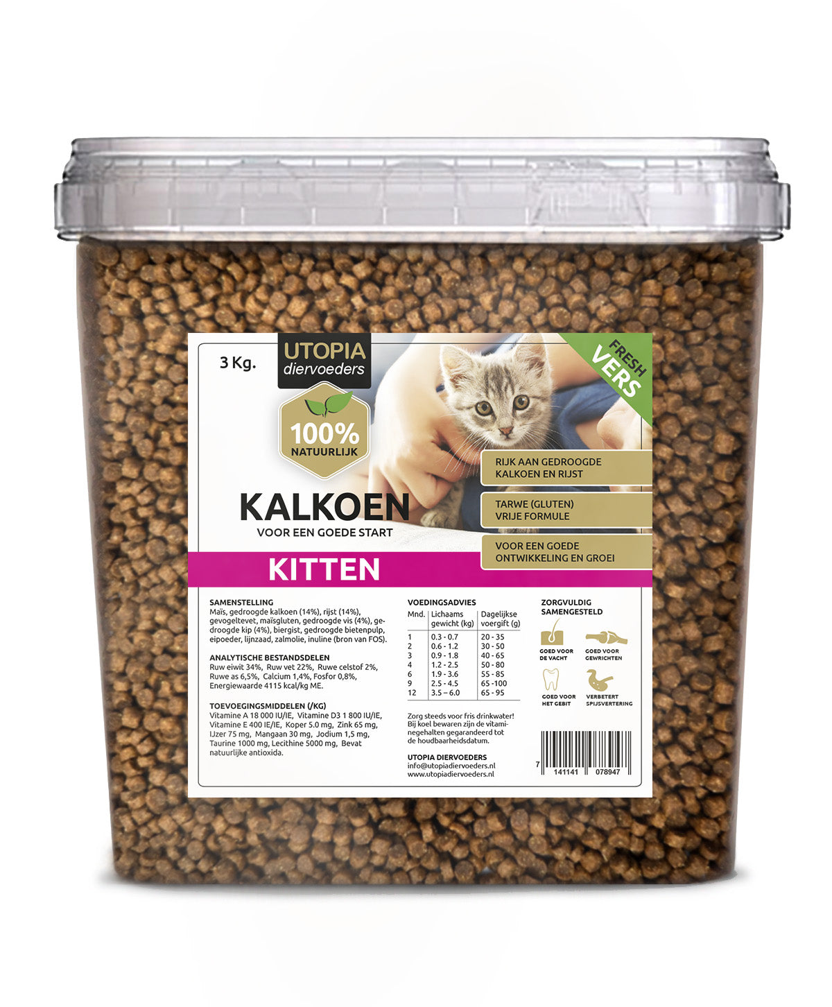 Kitten voeding met kalkoen