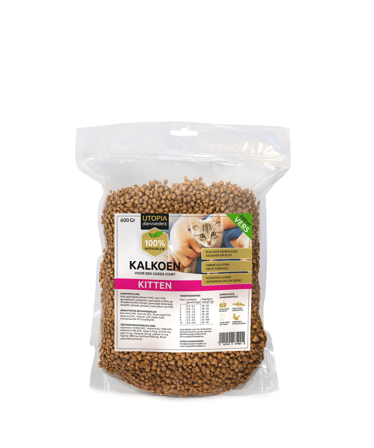Kitten voeding met kalkoen